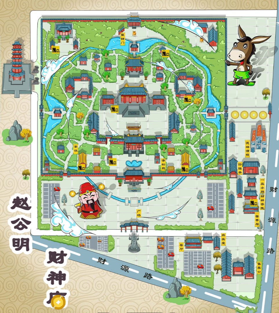 加乐镇寺庙类手绘地图